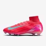 Side view of Nike Mercurial Superfly 10 Elite FG soccer cleats in a sleek design with dynamic fit collar, built for firm ground performance.