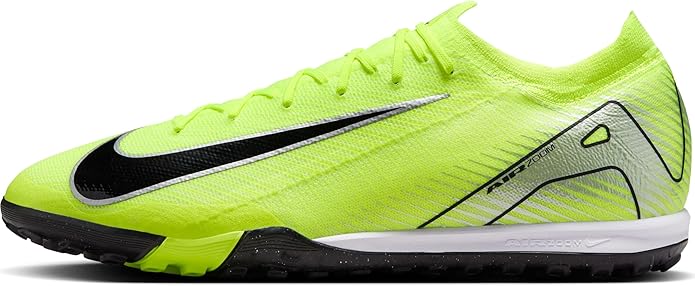 Nike Zoom Mercurial Vapor 16 Pro TF – volt yellow turf soccer shoes, side view