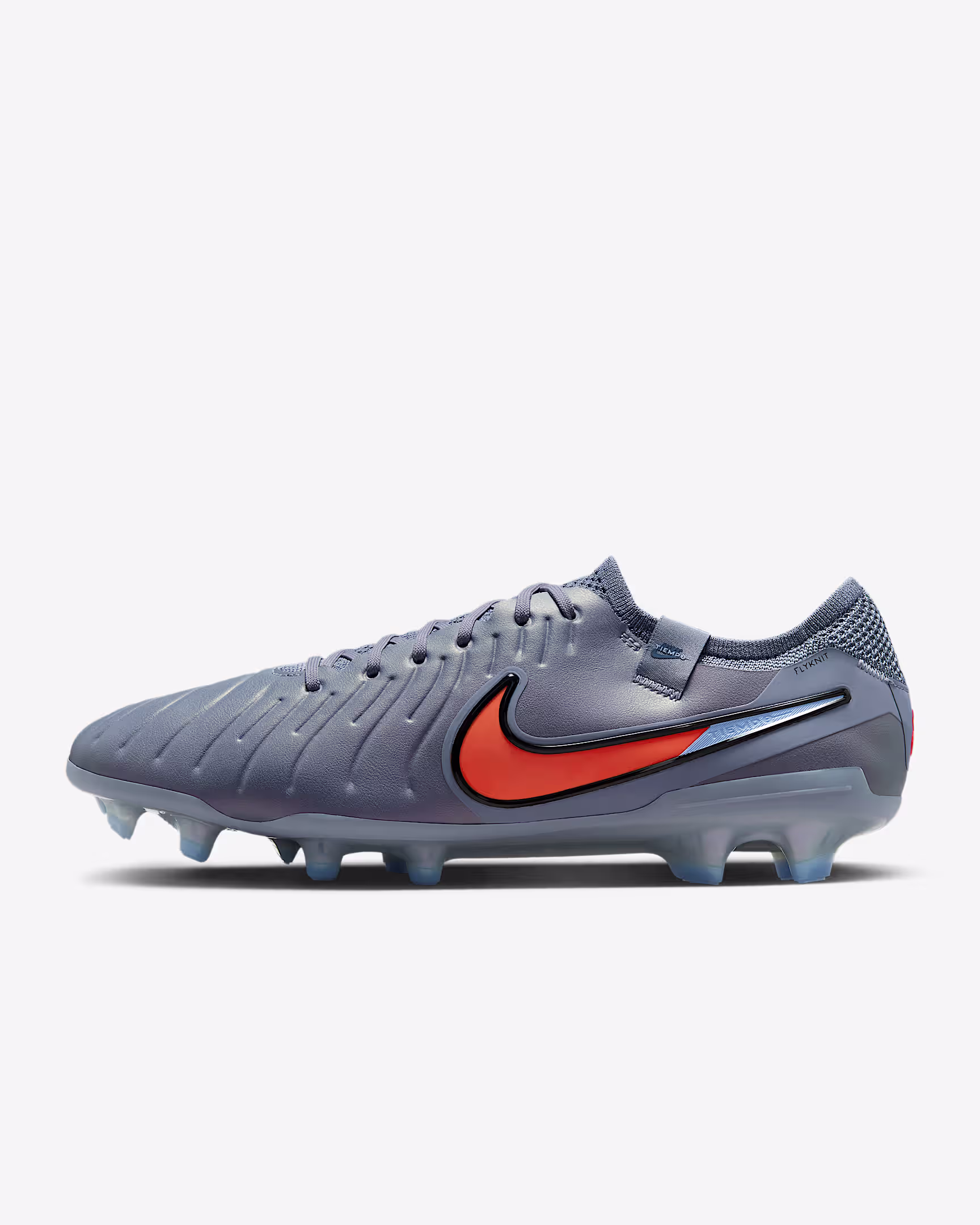 Nike Tiempo Legend 10 Elite – GRAY leather firm ground cleats with red accents for pro-level control