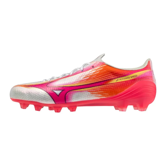 Mizuno Alpha III Made in Japan FG/AG Soccer Cleats in White and Fuchsia Purple - Premium MIJ Firm Ground and Artificial Grass Cleats