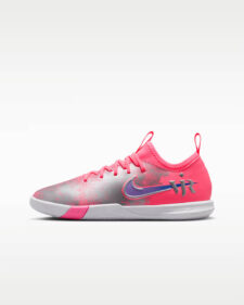 Nike Jr. Mercurial Vapor 16 Academy Vini Jr. Kids' Soccer Cleats in Pink and Gray for indoor court 