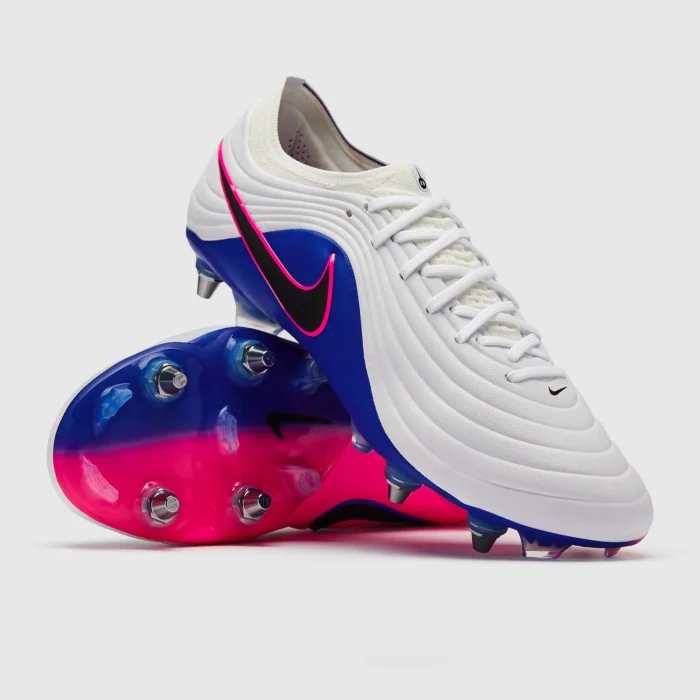 Nike Tiempo Maestro Elite SG-Pro Soccer Cleats in White, Racer Blue and Pink Blast - Soft Ground Metal Studs