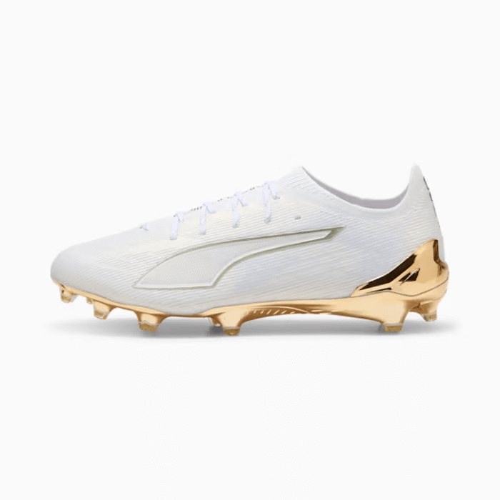 Puma Ultra 6 Ultimate Men's Firm Ground Soccer Cleats in White and Gold - FG Cleats for Adults